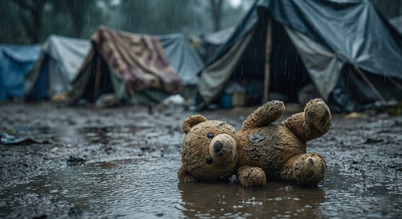 Yafa Relief volunteers distributing water to displaced families in Gaza.